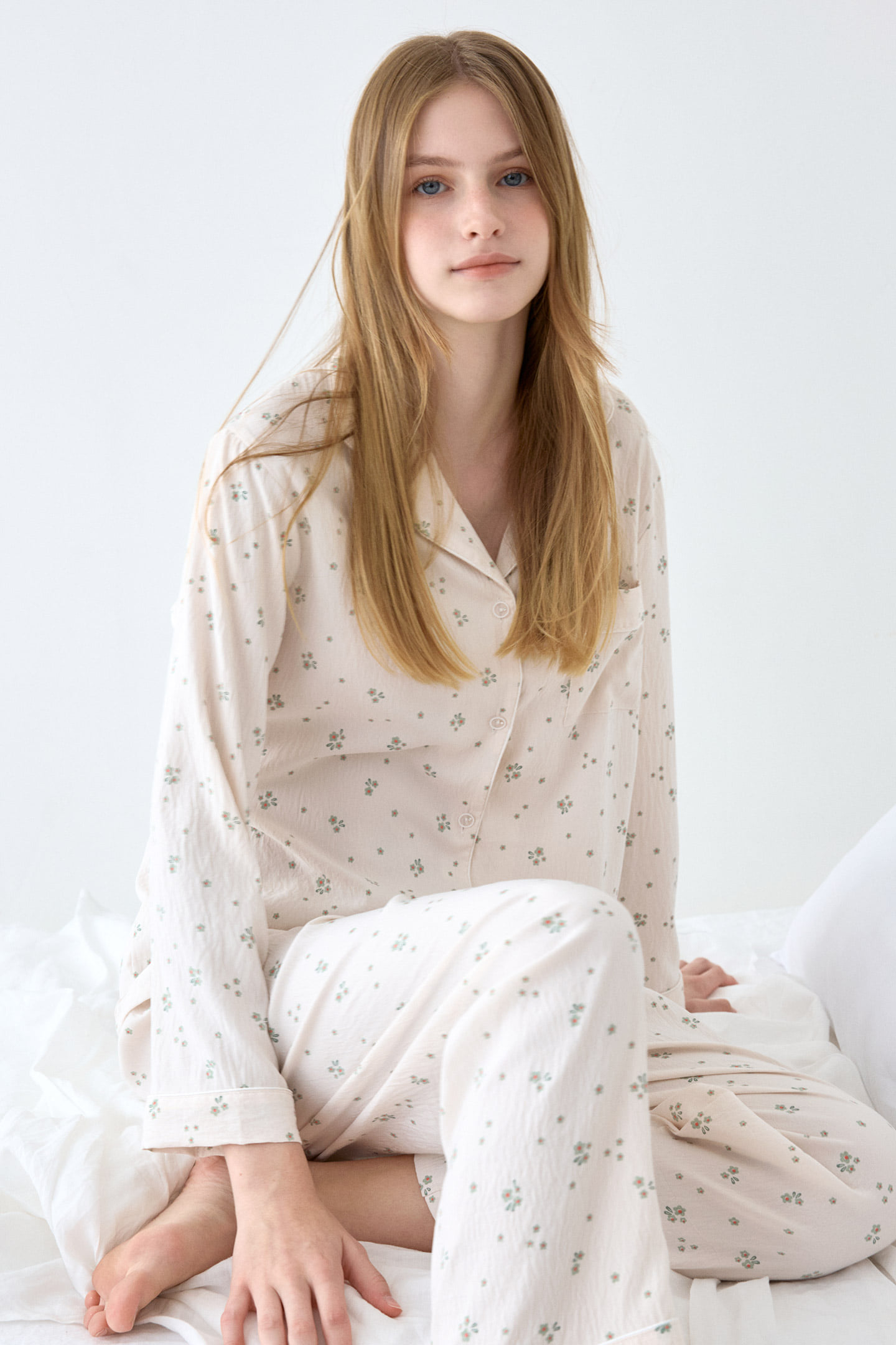 모그 플라워 홈웨어 여성 잠옷 세트 파자마